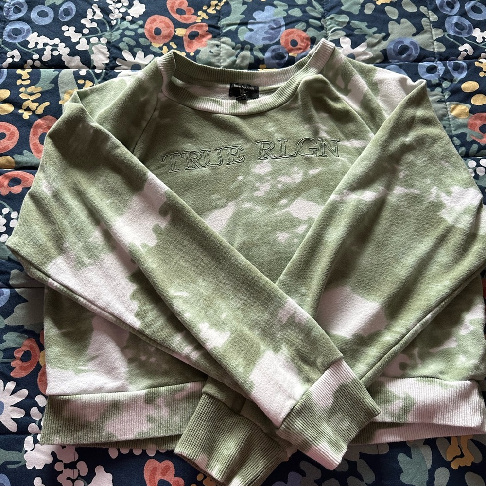 True Religion Olive Tie-Dye Sweatshirt